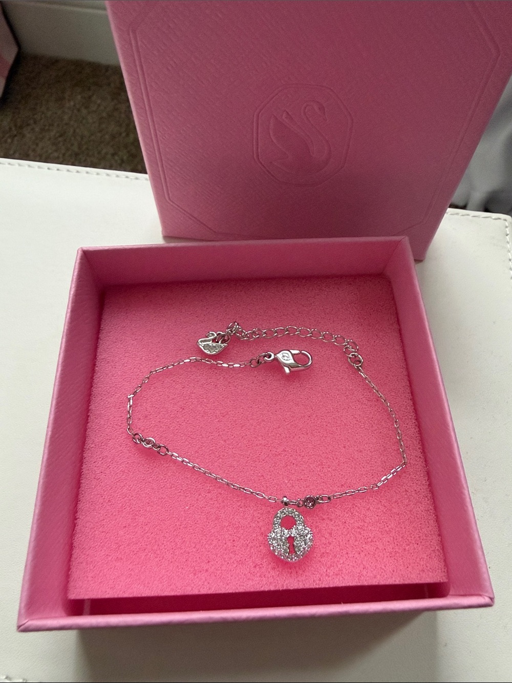 Swarovski Silver Pavé Padlock Bracelet